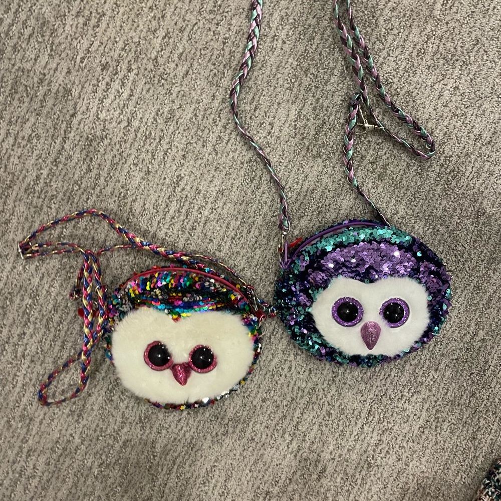 Two Ty Owl Sequin Purses
